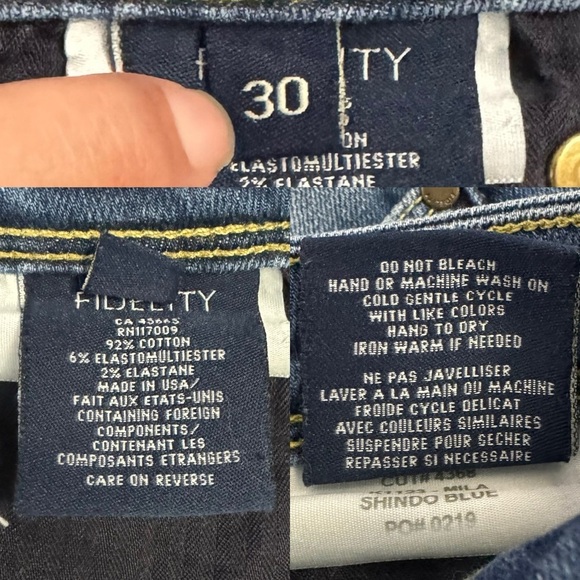 Fidelity Denim Mila Low Rise Ankle Slim Blue Jeans Faded Whiskering 30 - Picture 3 of 16